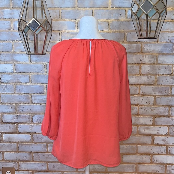Old Navy Coral Solid Long Sleeved Scoop Neck Blouse, Women’s Size Small. - Picture 4 of 6